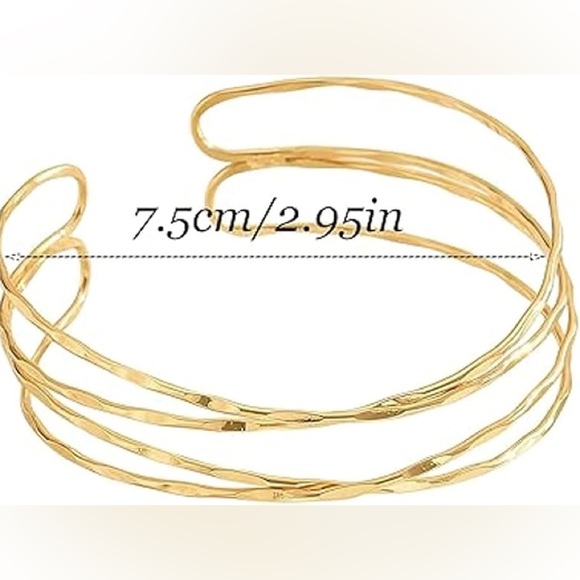 Women’s Silver Adjustable Upper Arm Cuff or Wrist Bracelet Double Twisted - Picture 5 of 6